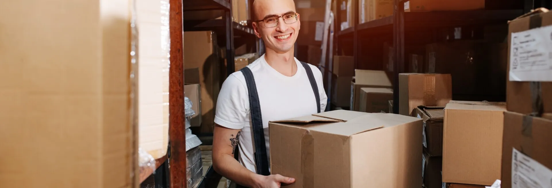 Operators handling products in a warehouse